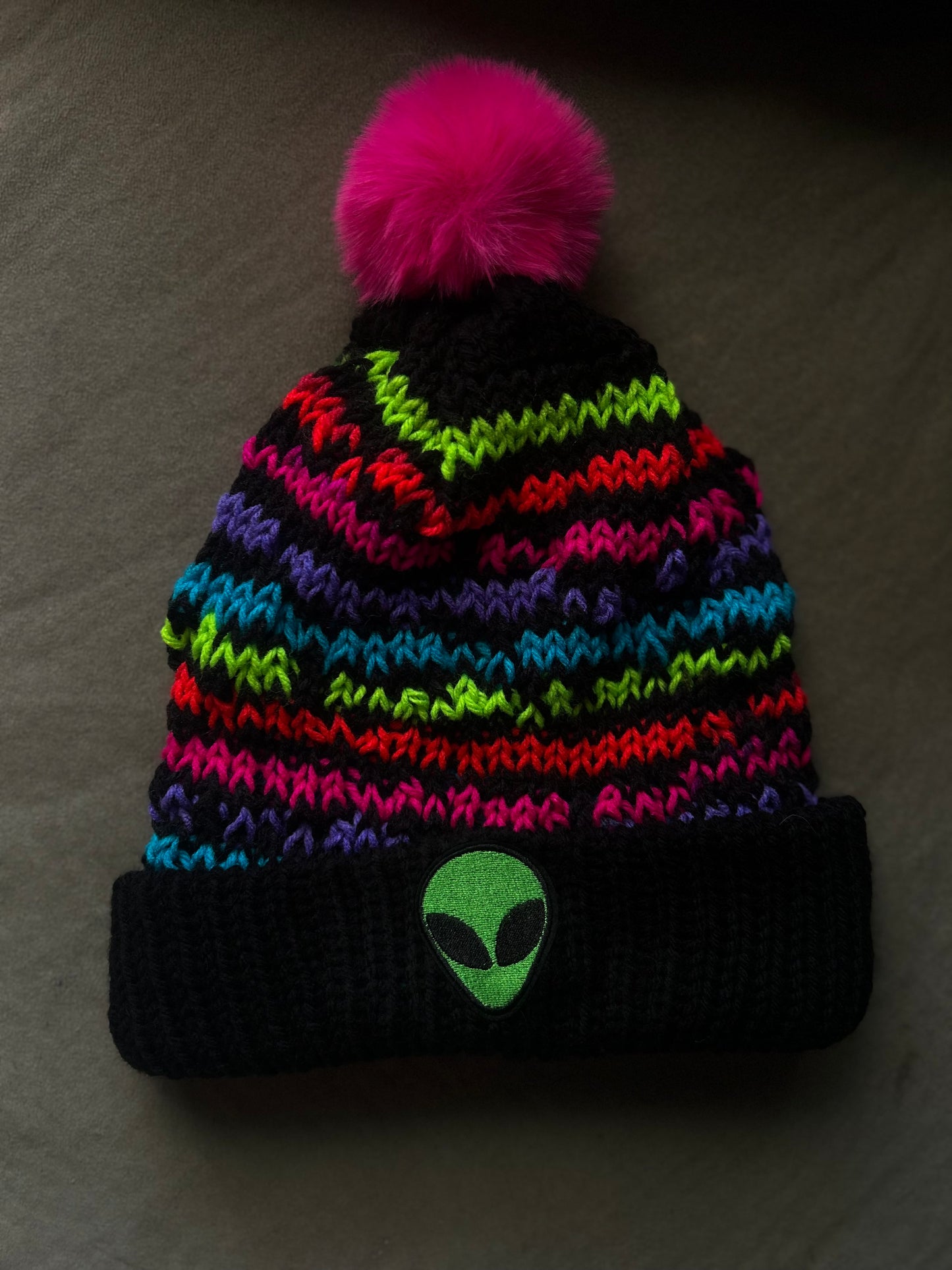 Neon Alien beanie hat