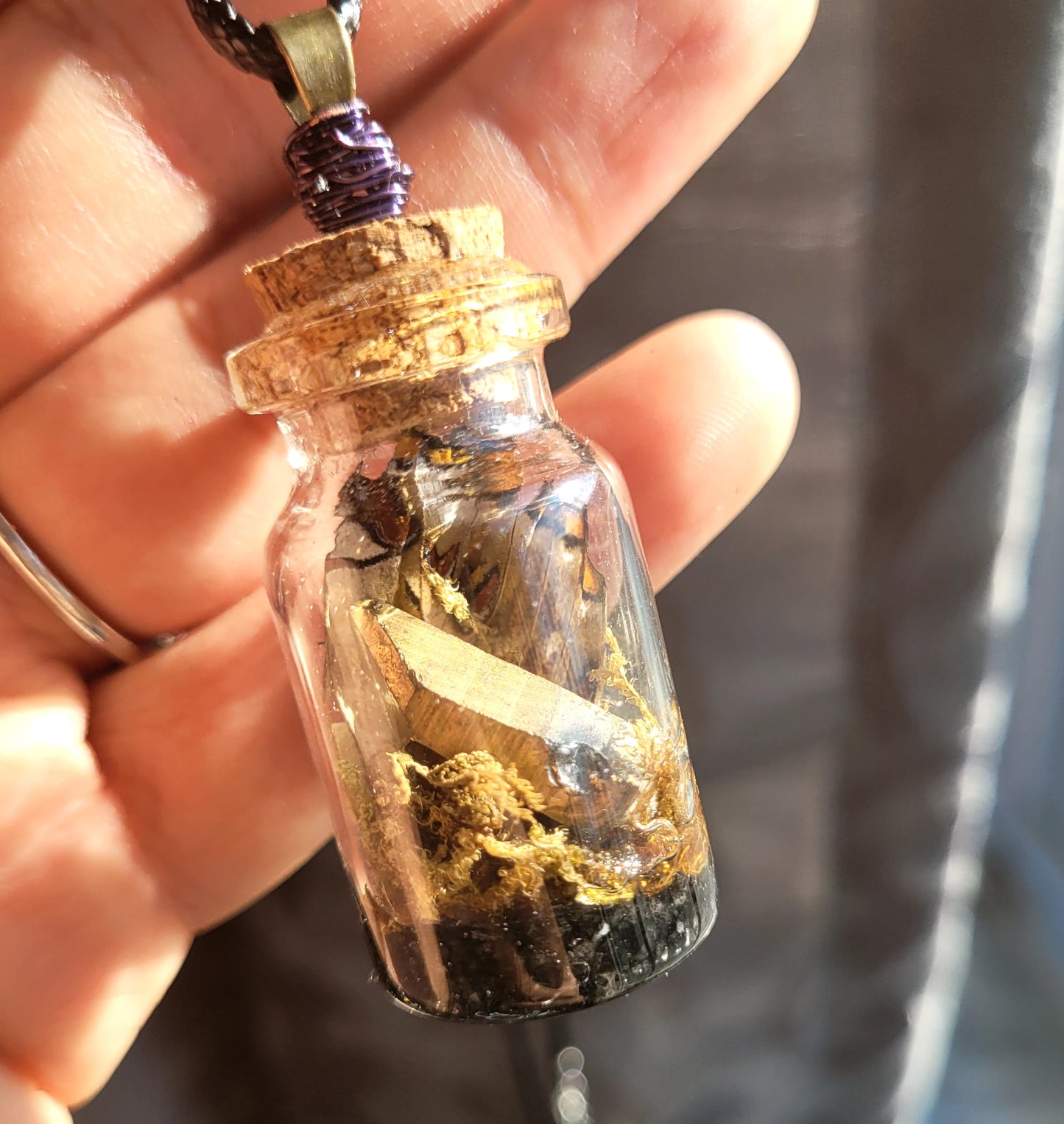 Real Butterfly Wing Glass Vial Pendant