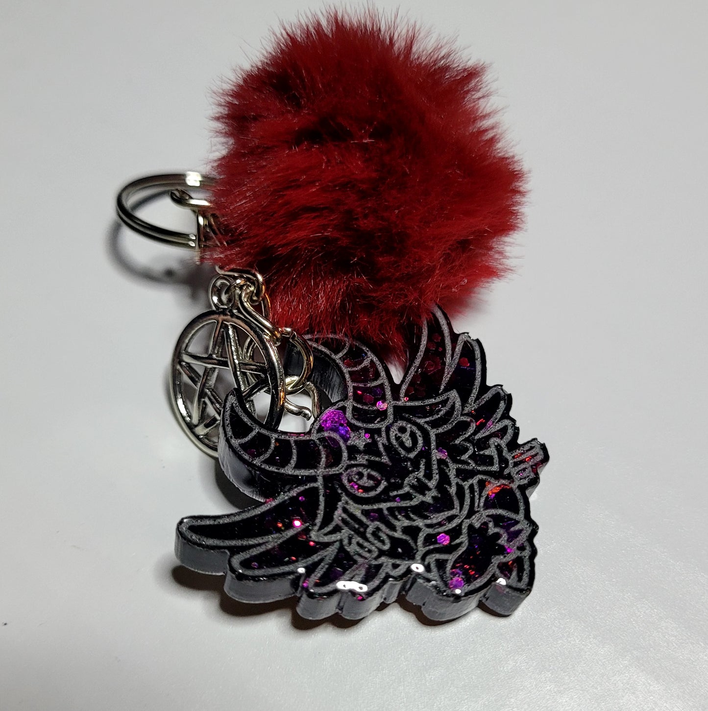 Mini Baphomet Keychain with puff ball