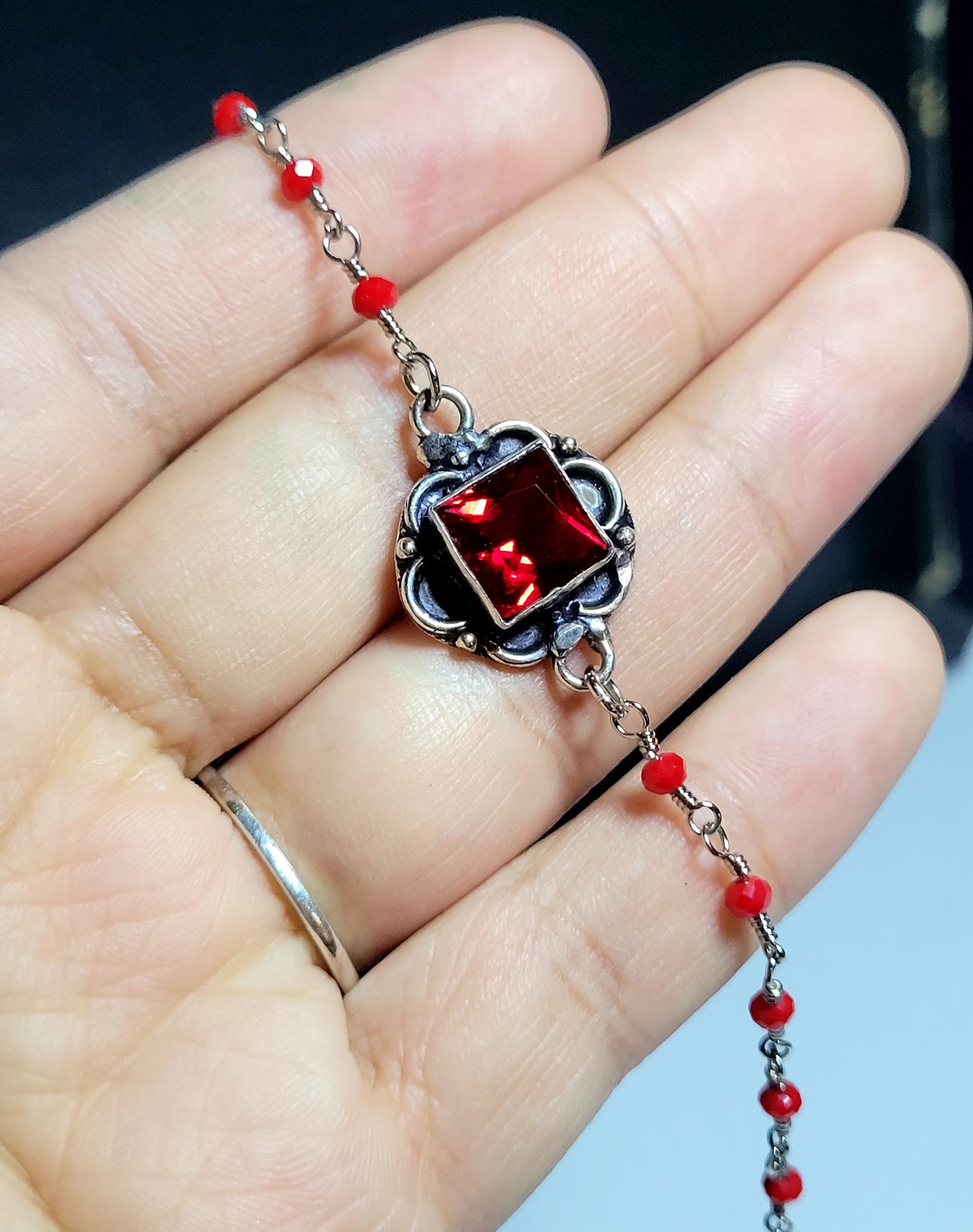 Gothic Vampire inspired Rosary Bead Necklace