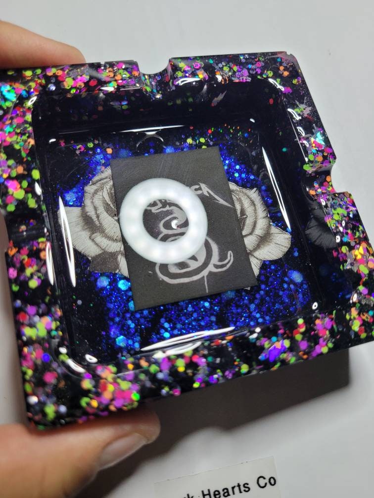 Rock on Neon Glitter Ashtray