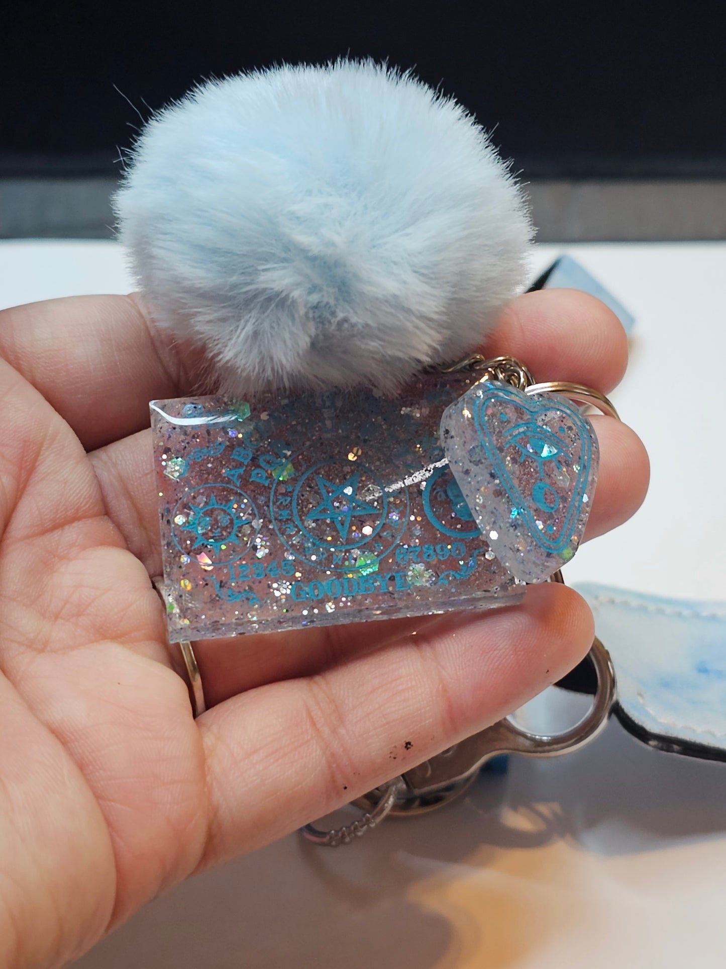 Baby Blue Oujia Keychain Set