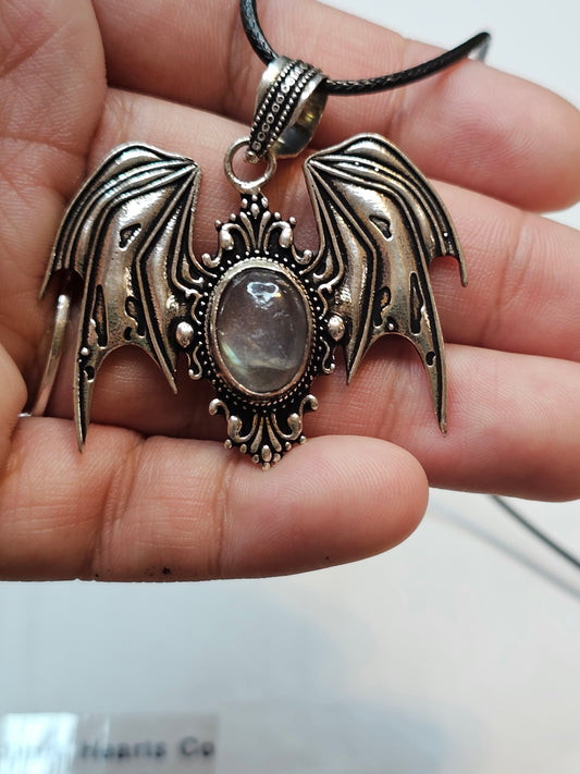 Bat Pendant Clear Quartz