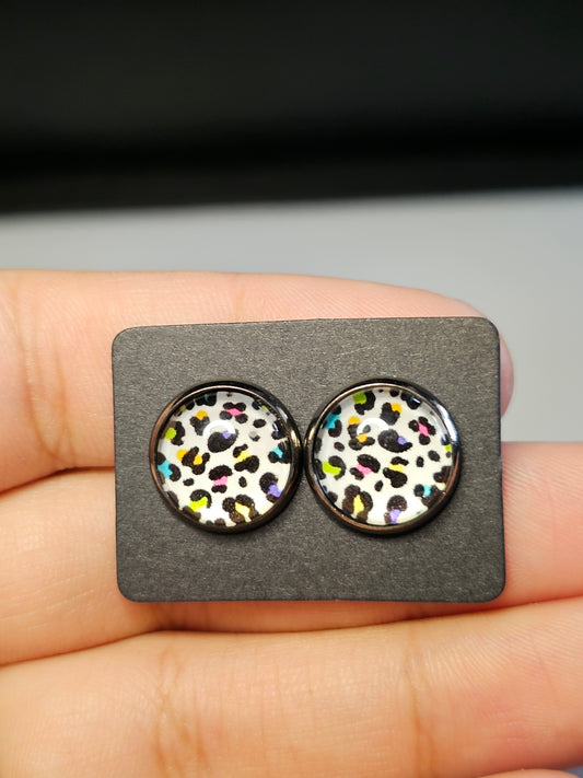 Rainbow Leopar Stud Earrings