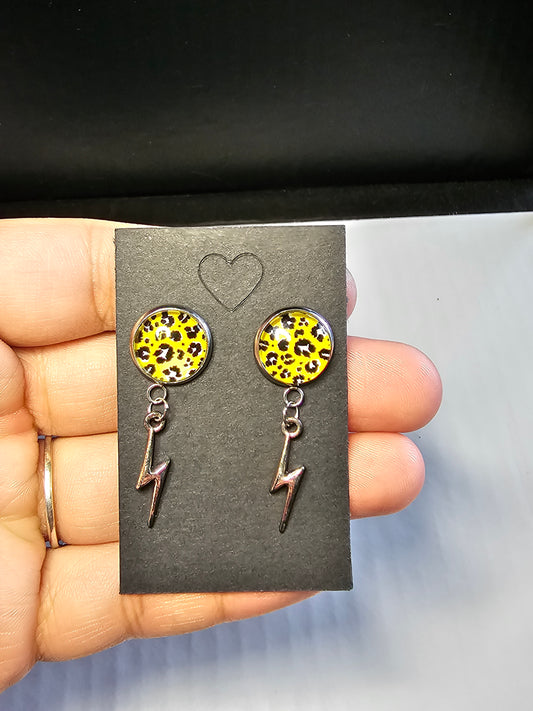 Yellow Bolt Stud Earrings