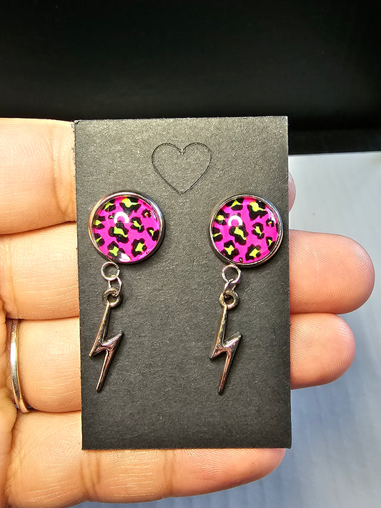 Pink Bolt Stud Earrings