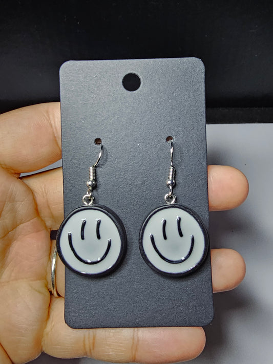 Black & White Smiley Earrings