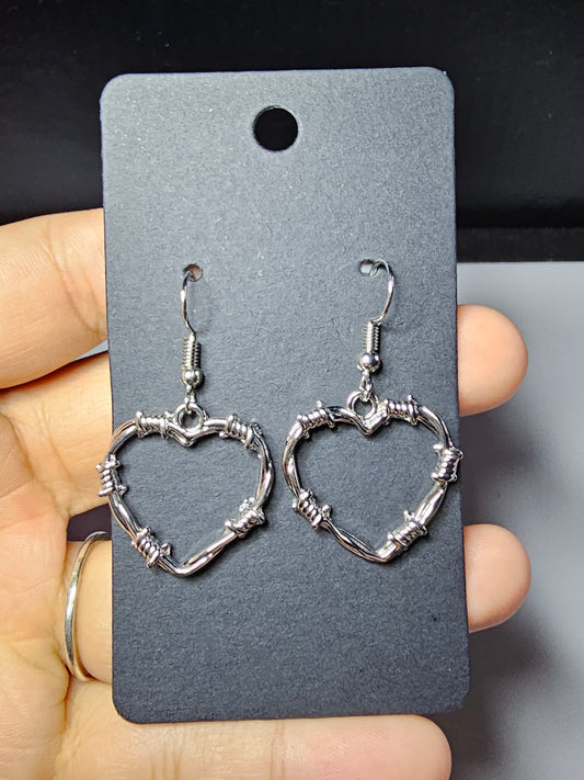 Barbed Wire Heart Earrings