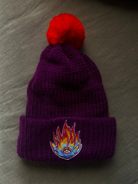 Purple Flame beanie hat
