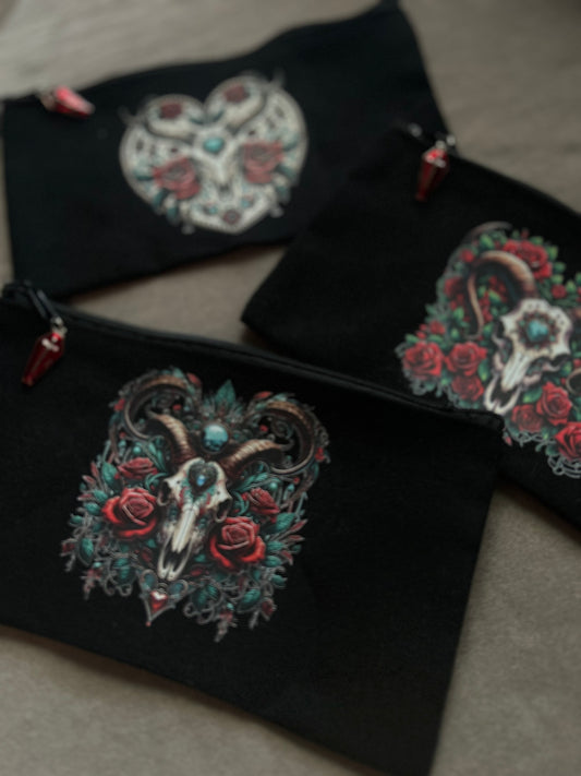 Animal skull makeup bag