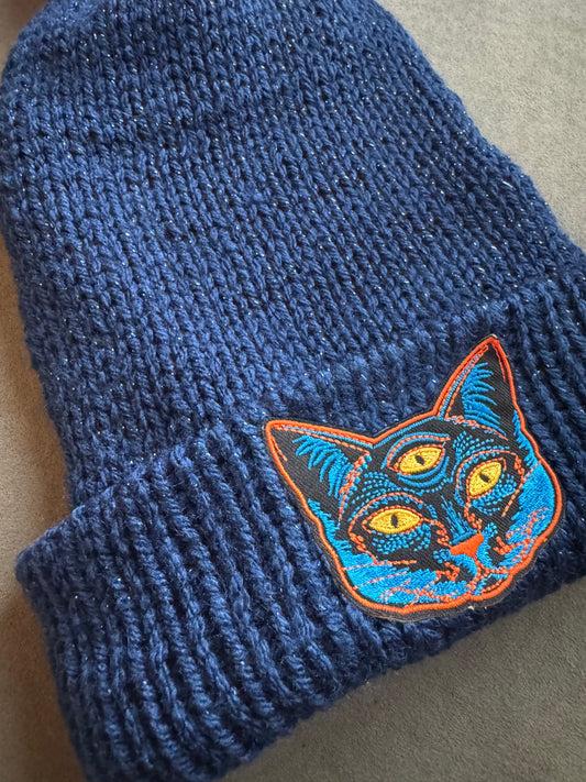 Three eyed cat beanie hat