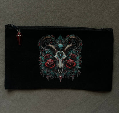 Animal skull makeup bag