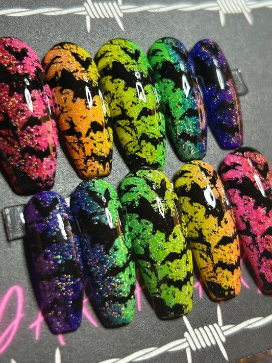 Rainbow Bats: Press on Nails