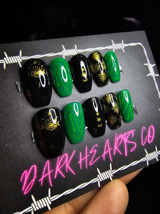 Malachite: Press on Nails