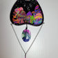 Trippy Mushroom Planchette Wall Hanger w/ Dragon Vein Agate Stone