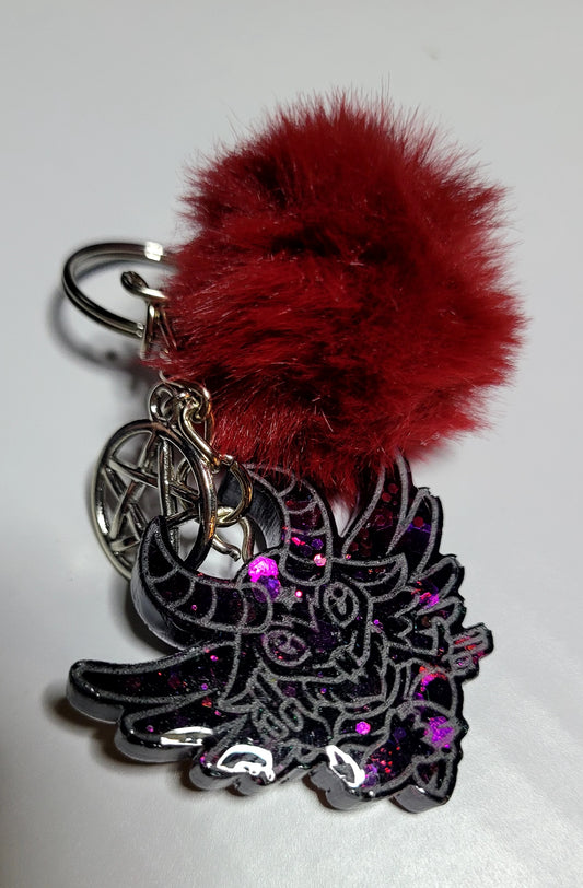 Mini Baphomet Keychain with puff ball