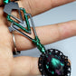 Teal/Purple Color Shift Cat Skull Cameo Necklace