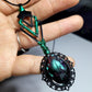 Teal/Purple Color Shift Cat Skull Cameo Necklace