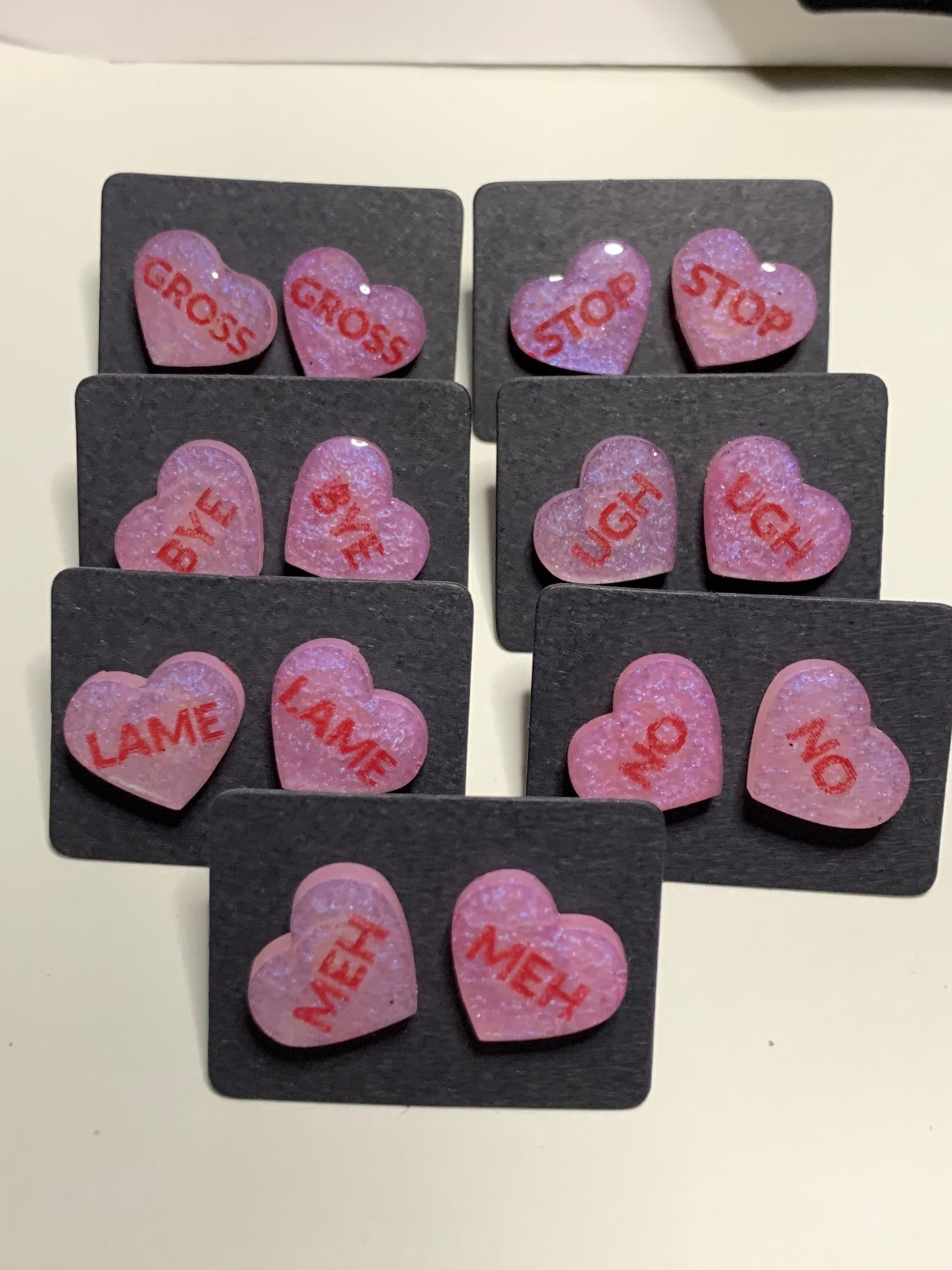 Anti Conversational Heart Stud Earrings