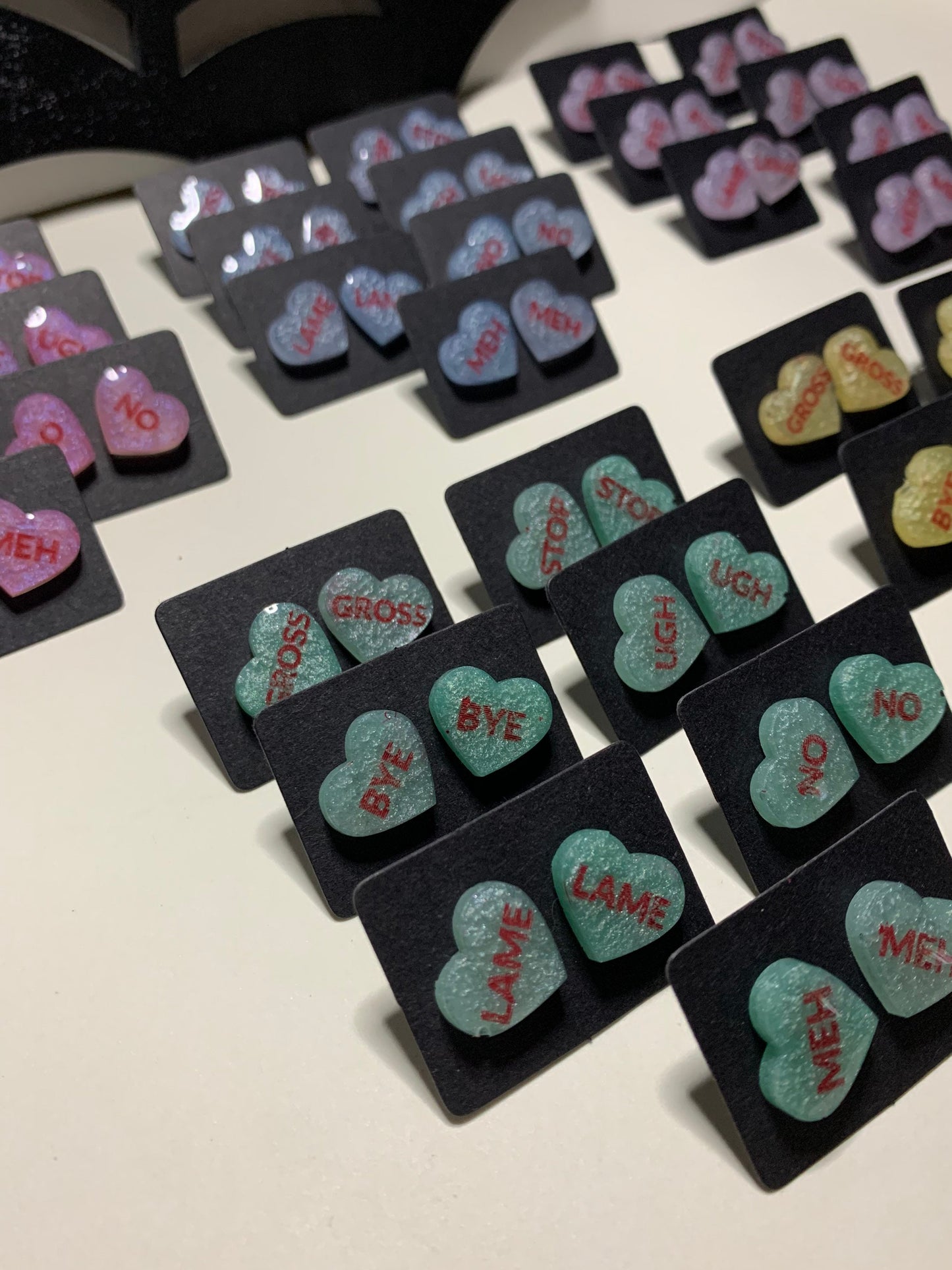 Anti Conversational Heart Stud Earrings