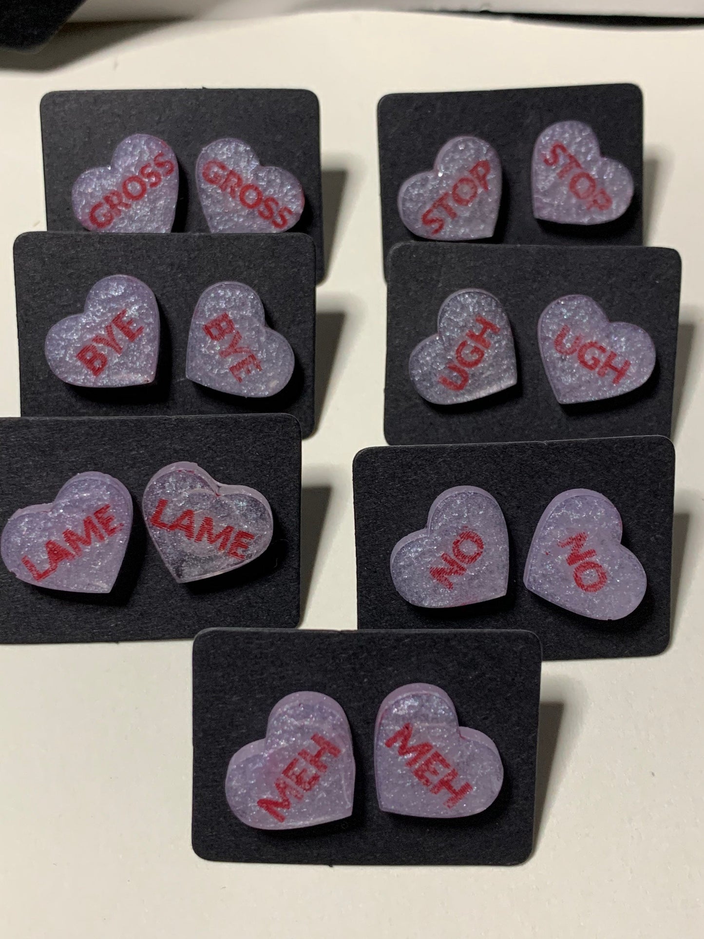 Anti Conversational Heart Stud Earrings