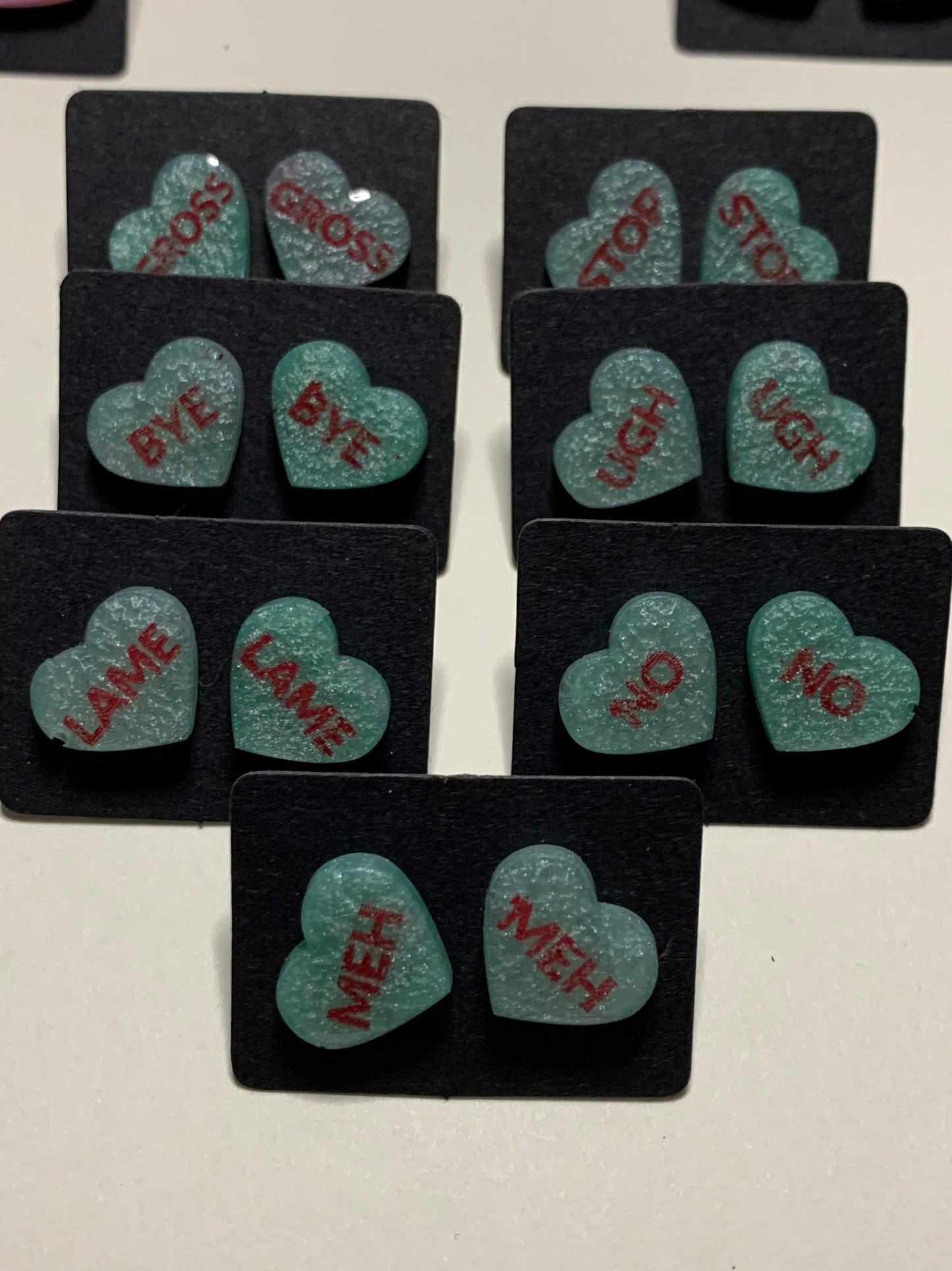 Anti Conversational Heart Stud Earrings